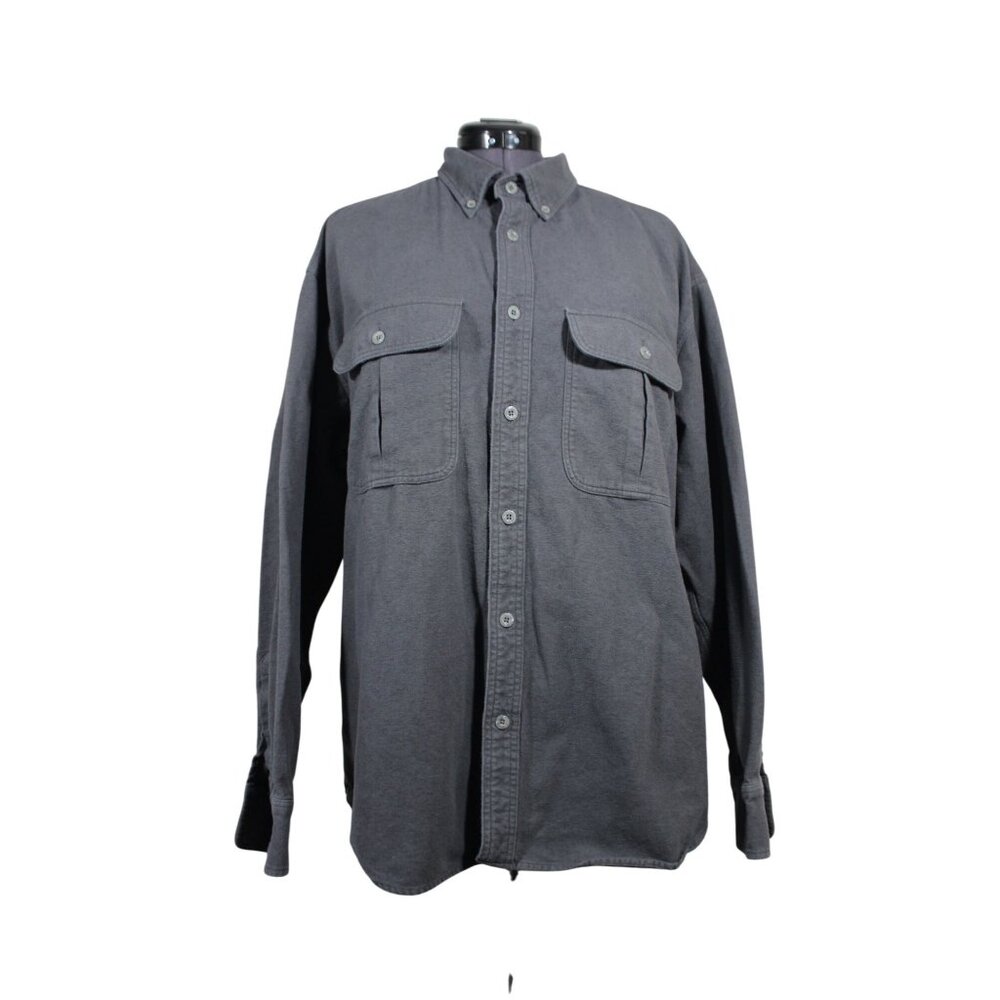 Cabela's men's gray deerskin soft cotton chamois button down long sleeve shirt‎